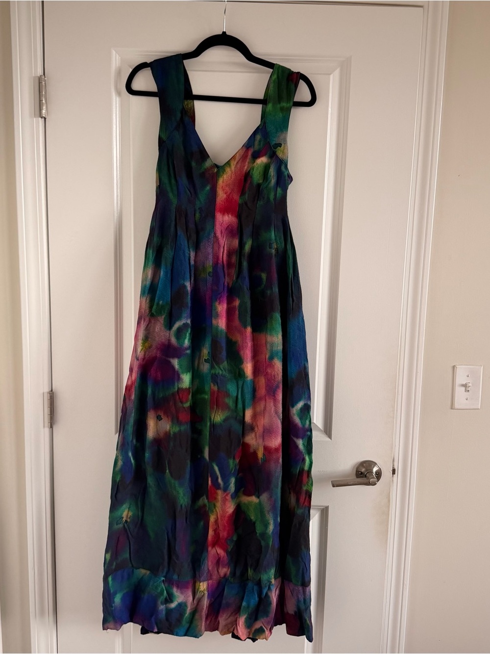 Anthropologie Multicolor V-Neck Maxi Dress in Blue, Green, Pink